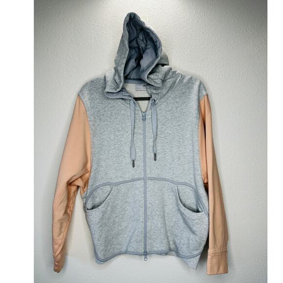 NWOT Stella McCartney x Adidas Heather Gray Peach Hoodie Zip Sweater L - Picture 3 of 16